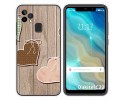 Funda Gel Tpu para Oukitel C22 diseño Corazones Madera Dibujos