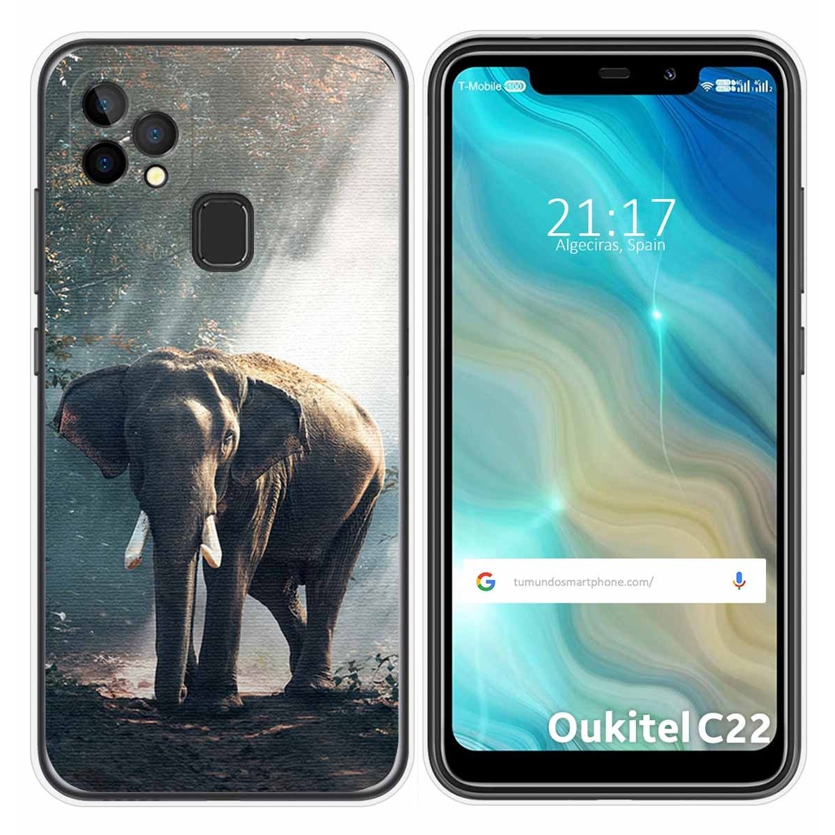 Funda Gel Tpu para Oukitel C22 diseño Elefante Dibujos