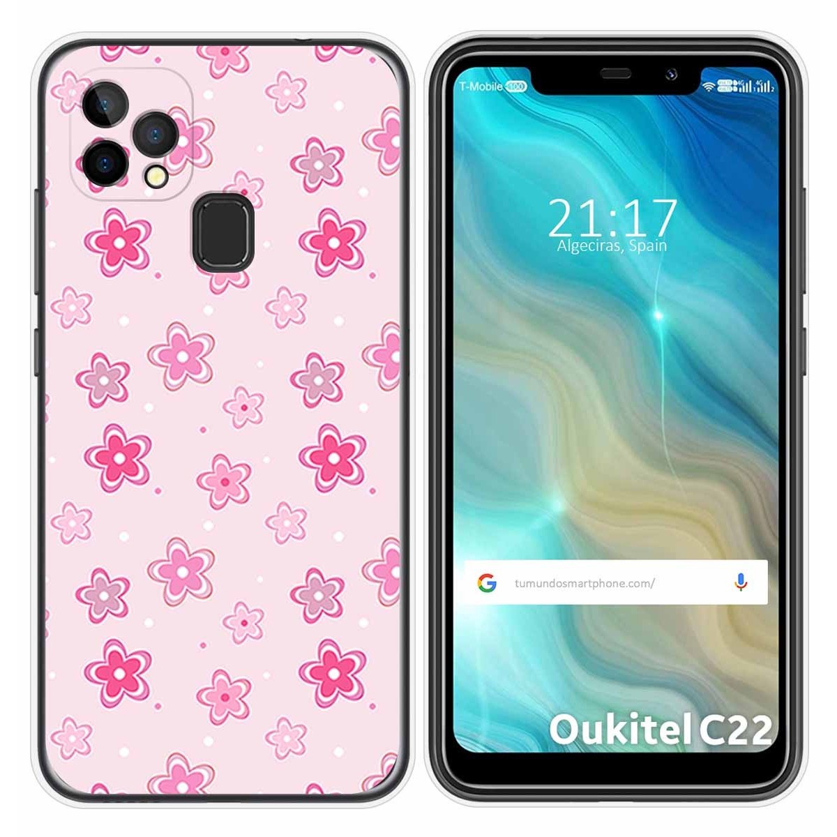 Funda Gel Tpu para Oukitel C22 diseño Flores Dibujos