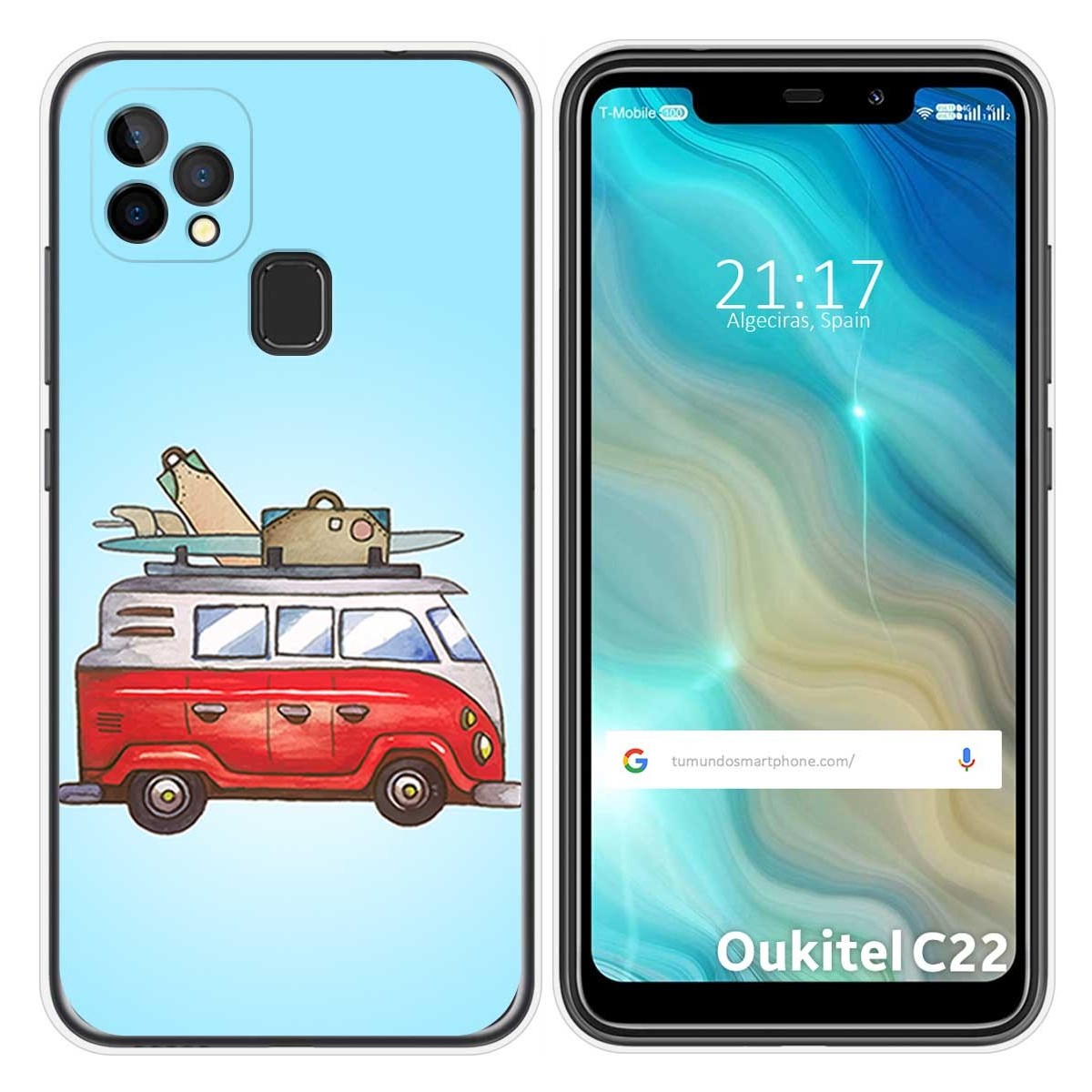 Funda Gel Tpu para Oukitel C22 diseño Furgoneta Dibujos