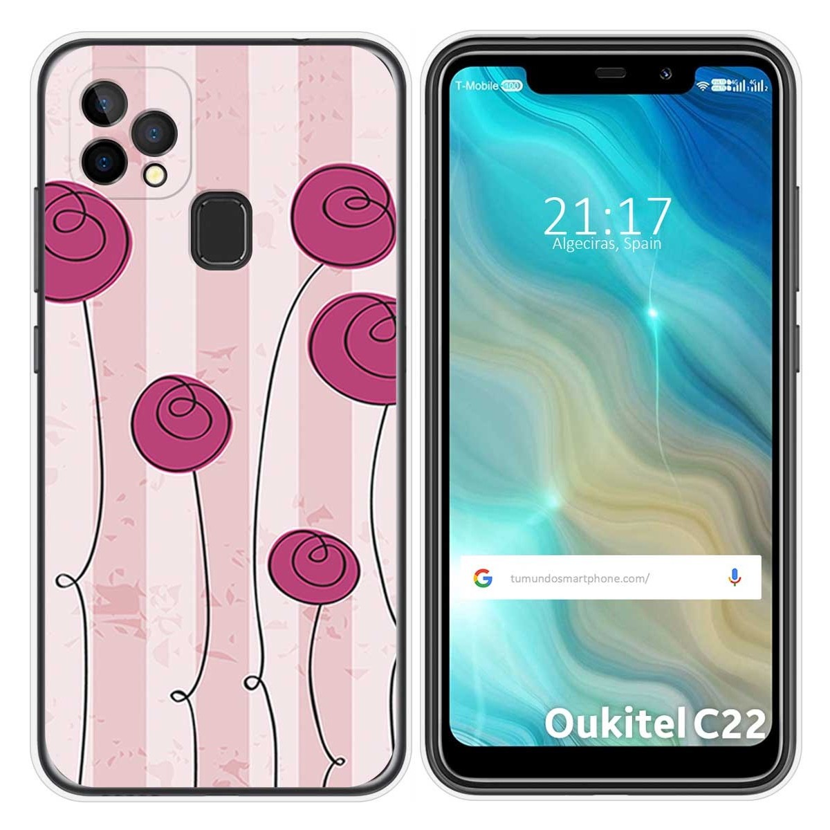 Funda Gel Tpu para Oukitel C22 diseño Flores Vintage Dibujos