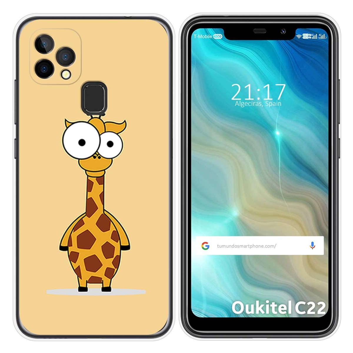 Funda Gel Tpu para Oukitel C22 diseño Jirafa Dibujos