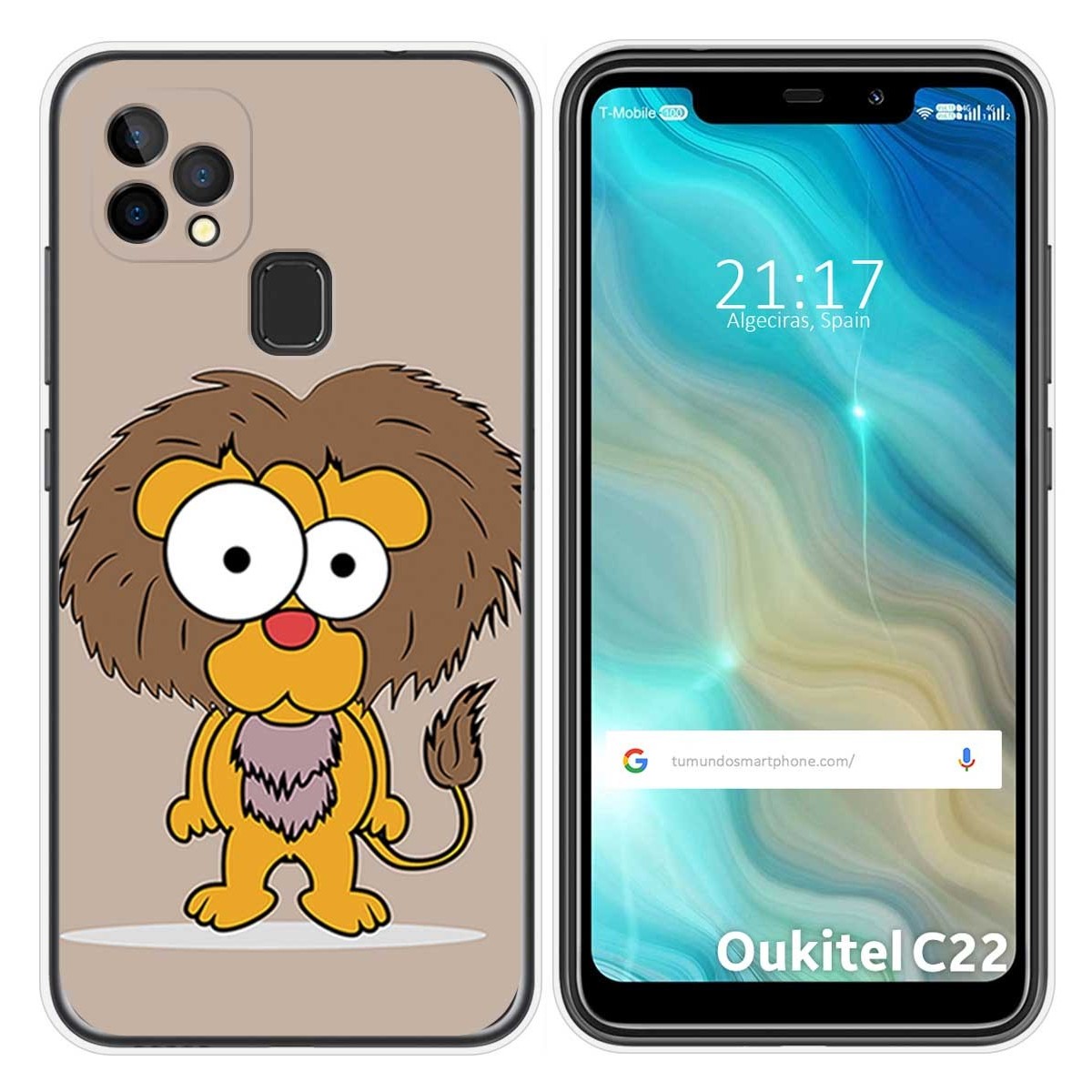 Funda Gel Tpu para Oukitel C22 diseño Leon Dibujos