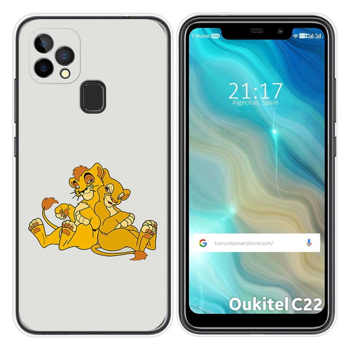 Funda Gel Tpu para Oukitel C22 diseño Leones Dibujos
