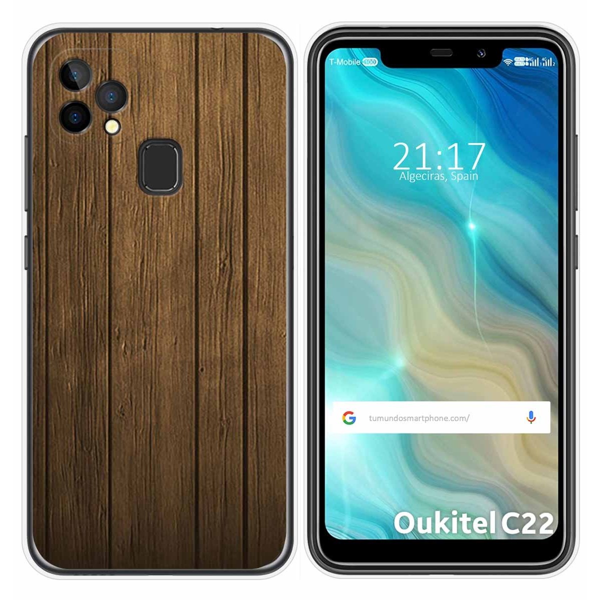 Funda Gel Tpu para Oukitel C22 diseño Madera Dibujos