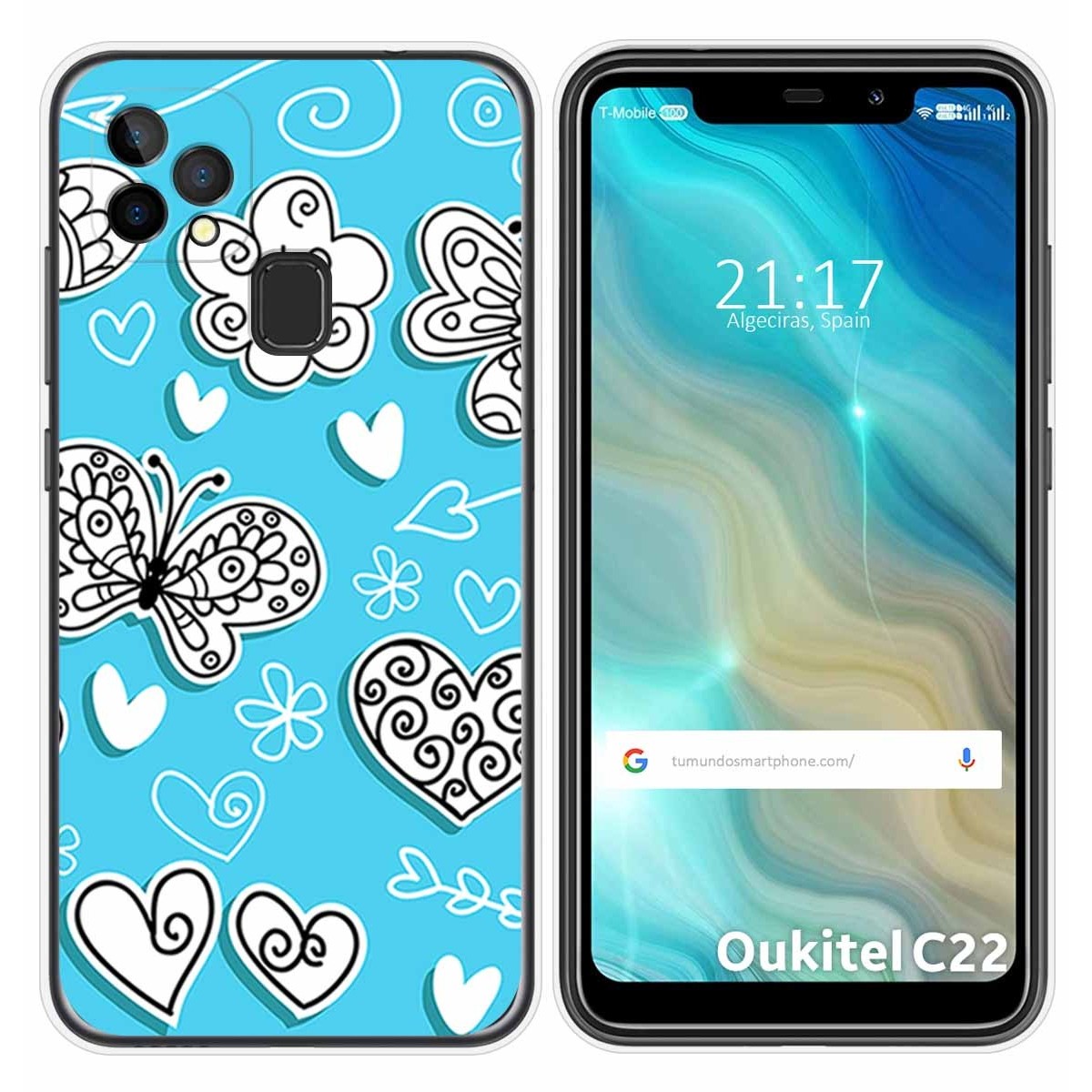 Funda Gel Tpu para Oukitel C22 diseño Mariposas Dibujos