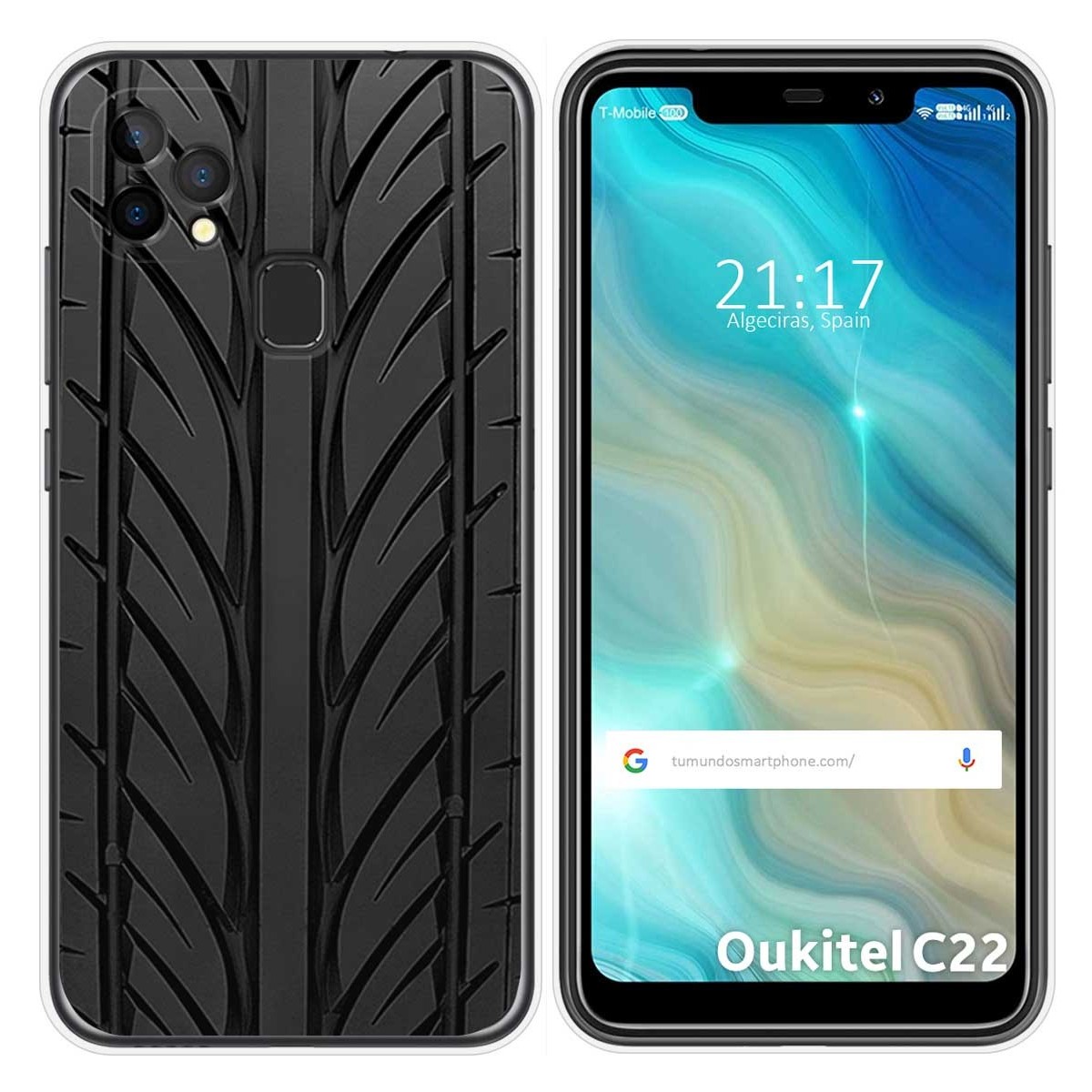 Funda Gel Tpu para Oukitel C22 diseño Neumatico Dibujos