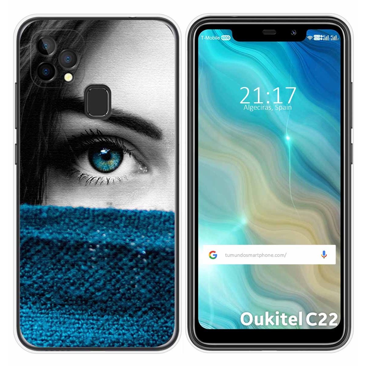 Funda Gel Tpu para Oukitel C22 diseño Ojo Dibujos