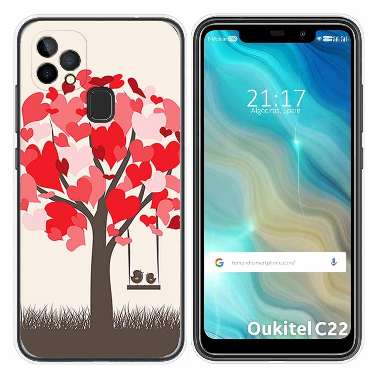 Funda Gel Tpu para Oukitel C22 diseño Pajaritos Dibujos