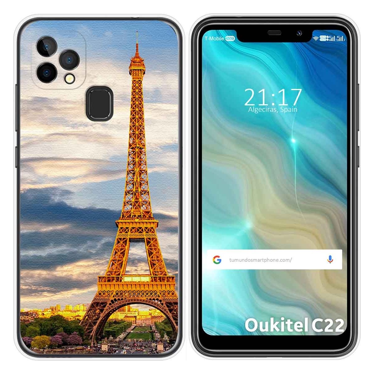 Funda Gel Tpu para Oukitel C22 diseño Paris Dibujos