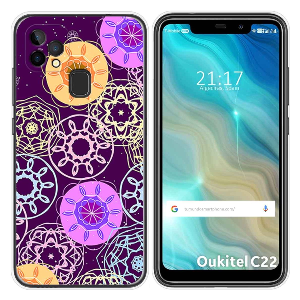 Funda Gel Tpu para Oukitel C22 diseño Radial Dibujos