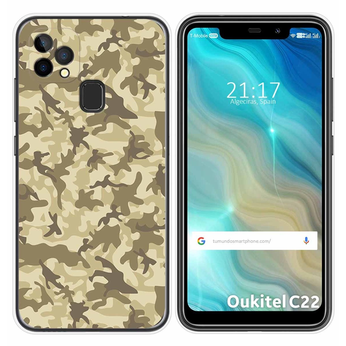 Funda Gel Tpu para Oukitel C22 diseño Sand Camuflaje Dibujos
