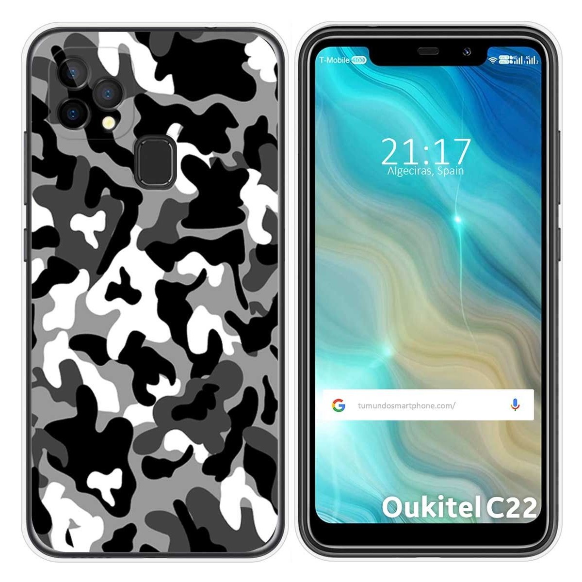 Funda Gel Tpu para Oukitel C22 diseño Snow Camuflaje Dibujos