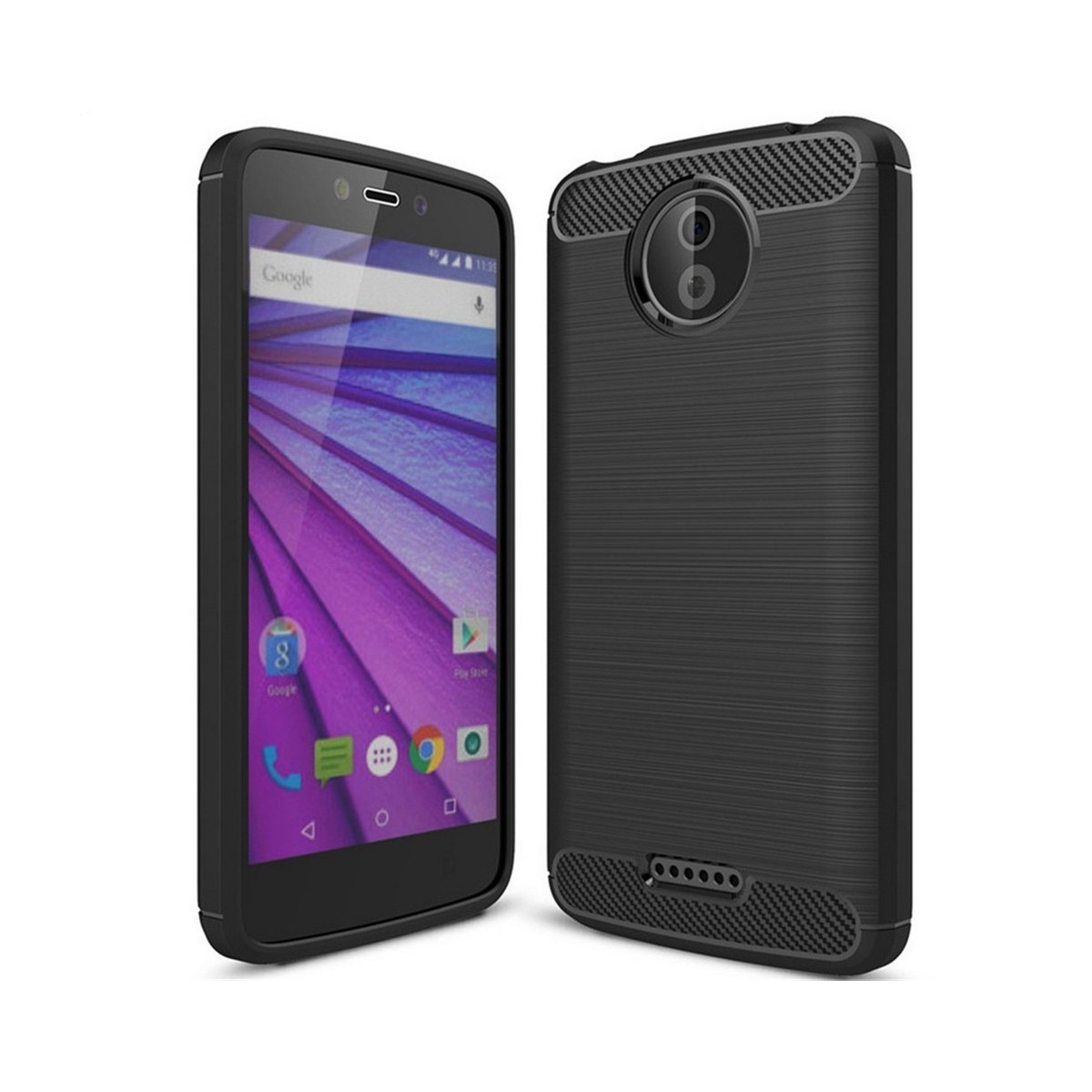 Funda Gel Tpu Tipo Carbon Negra para Motorola Moto C