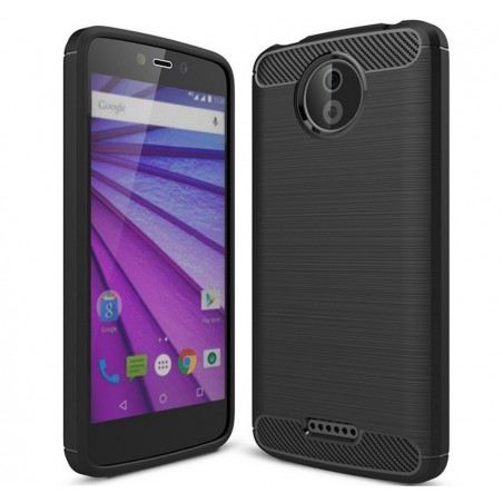 Funda Gel Tpu Tipo Carbon Negra para Motorola Moto C
