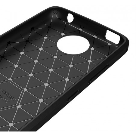 Funda Gel Tpu Tipo Carbon Negra para Motorola Moto C