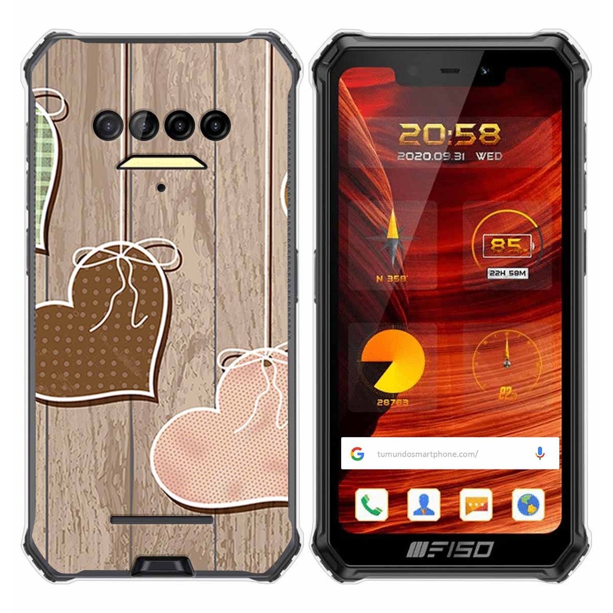 Funda Gel Tpu para F150 B2021 diseño Corazones Madera Dibujos