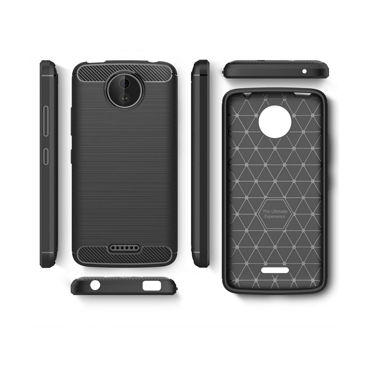 Funda Gel Tpu Tipo Carbon Negra para Motorola Moto C