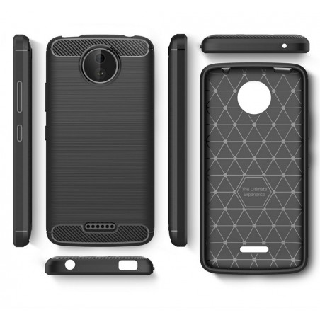Funda Gel Tpu Tipo Carbon Negra para Motorola Moto C