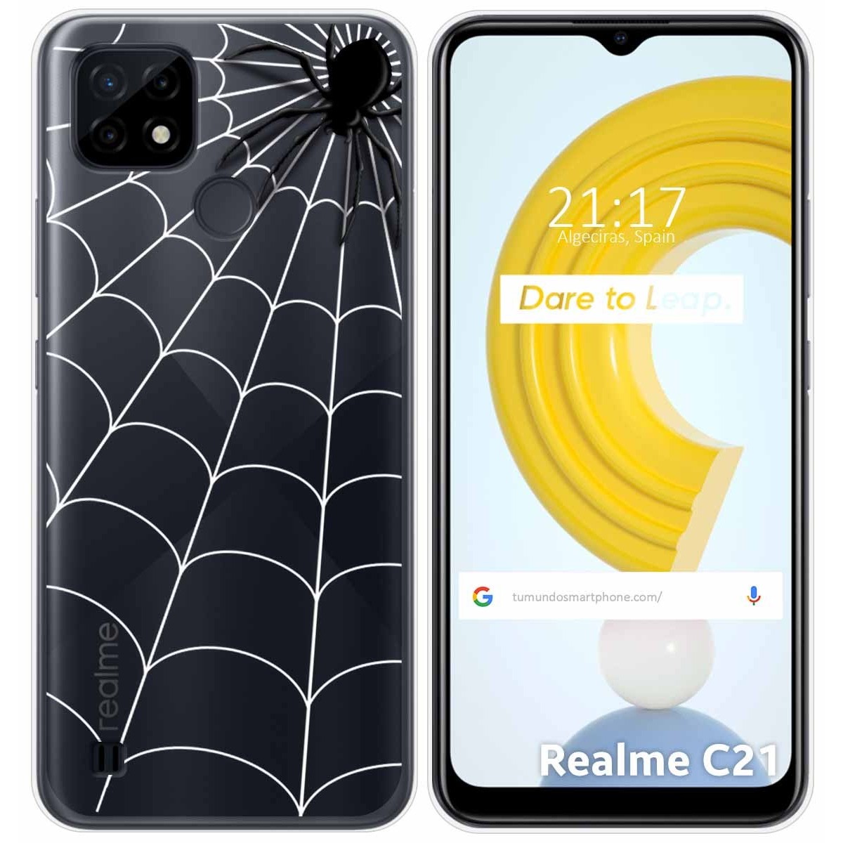 Funda Gel Transparente para Realme C21 diseño Araña Dibujos