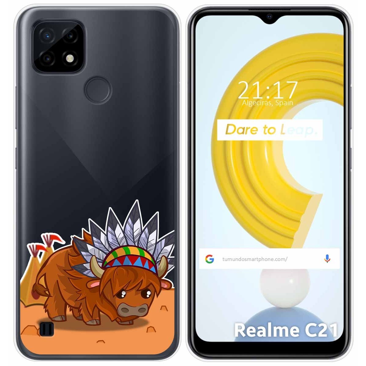 Funda Gel Transparente para Realme C21 diseño Bufalo Dibujos
