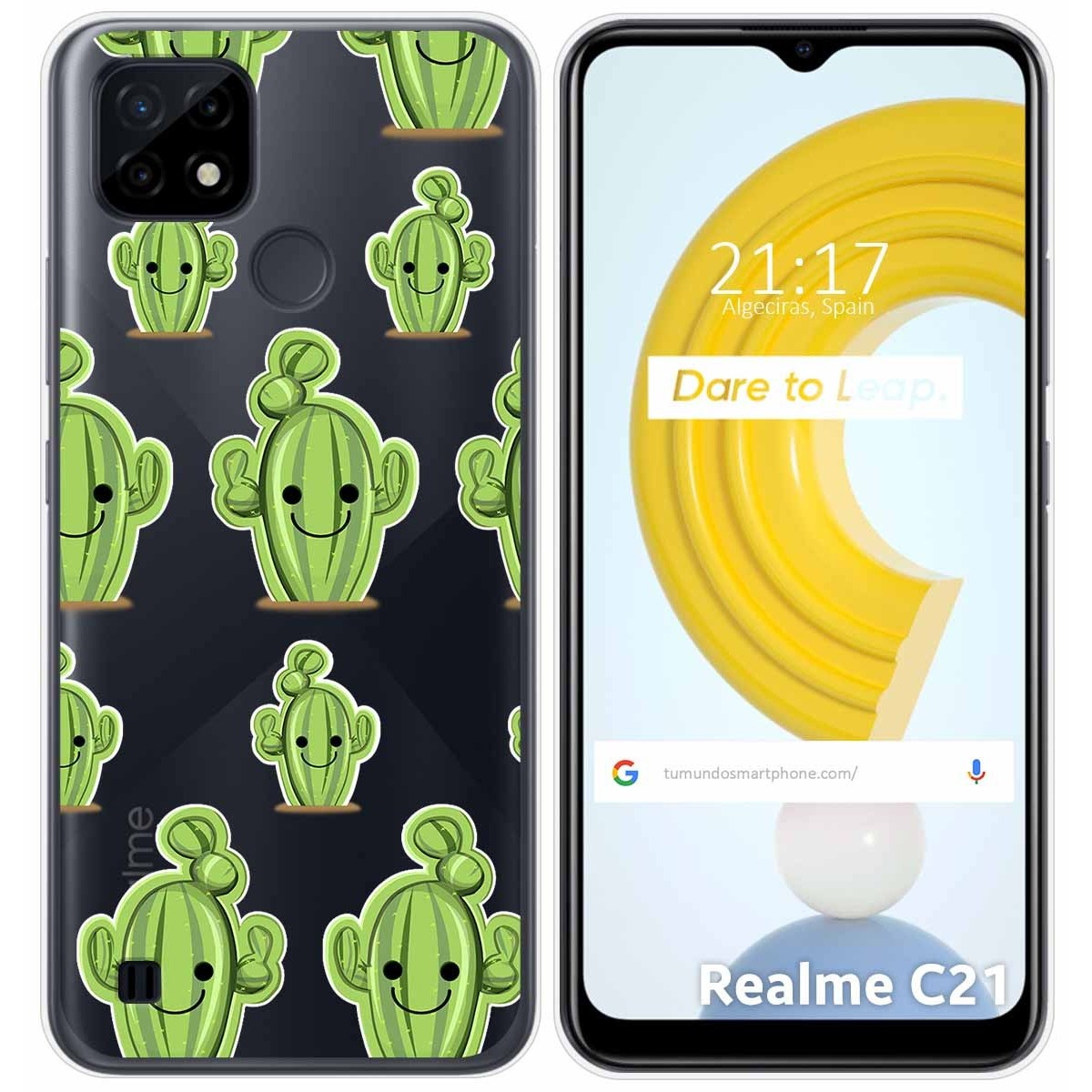 Funda Gel Transparente para Realme C21 diseño Cactus Dibujos