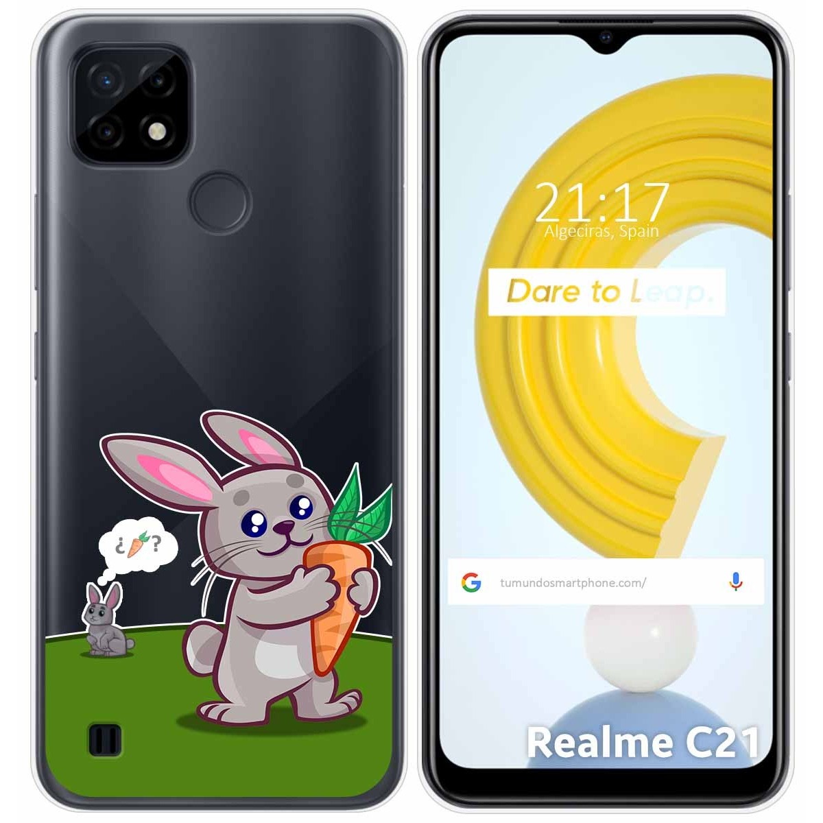 Funda Gel Transparente para Realme C21 diseño Conejo Dibujos