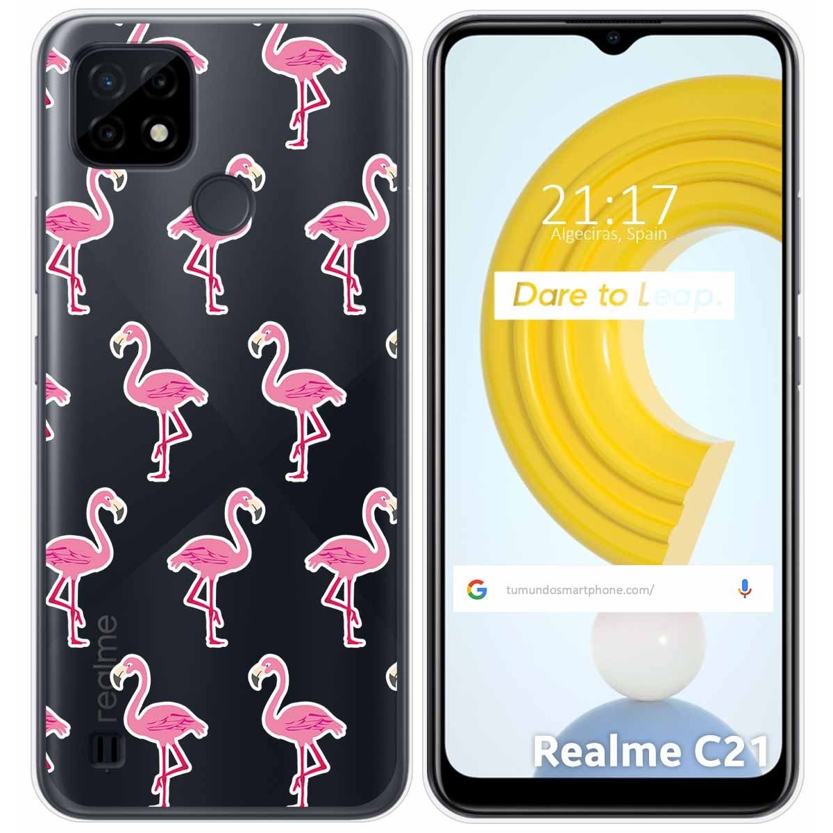 Funda Gel Transparente para Realme C21 diseño Flamenco Dibujos