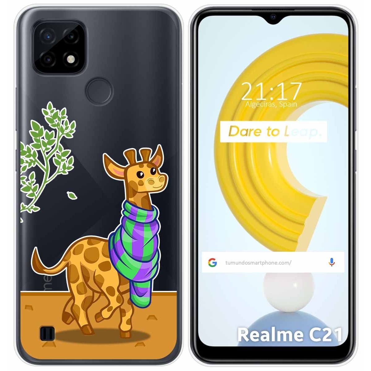 Funda Gel Transparente para Realme C21 diseño Jirafa Dibujos