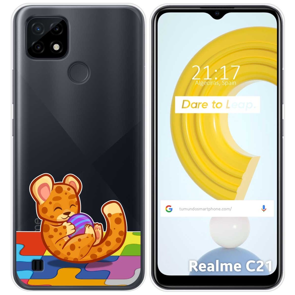 Funda Gel Transparente para Realme C21 diseño Leopardo Dibujos