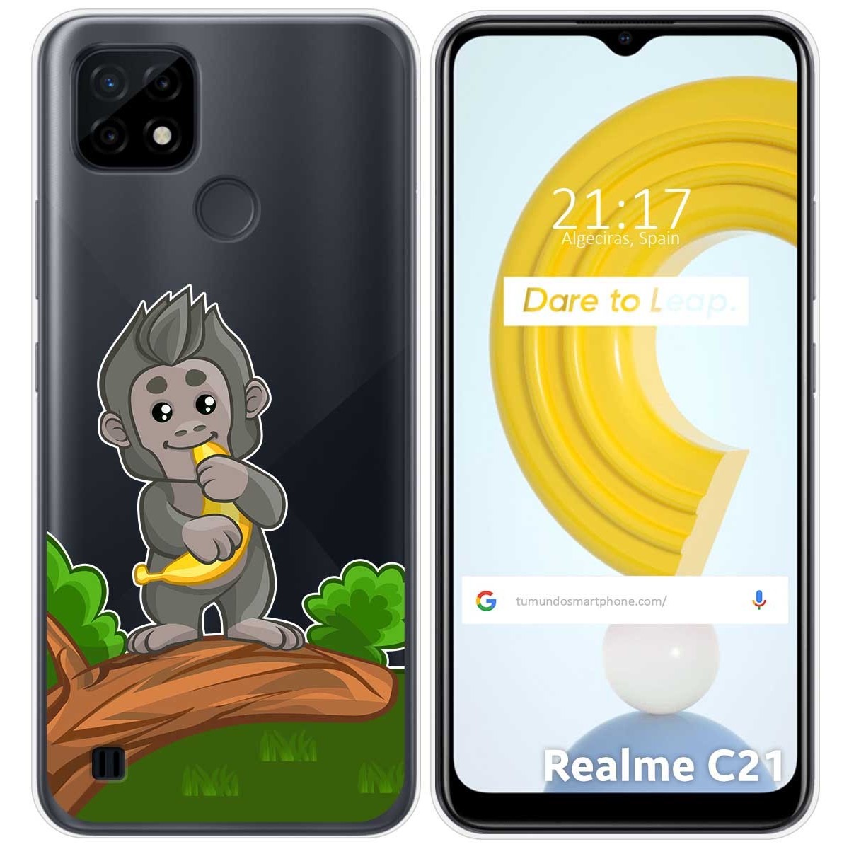 Funda Gel Transparente para Realme C21 diseño Mono Dibujos