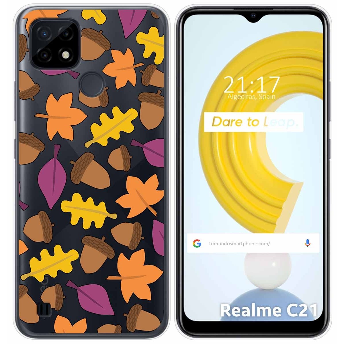 Funda Gel Transparente para Realme C21 diseño Otoño Dibujos