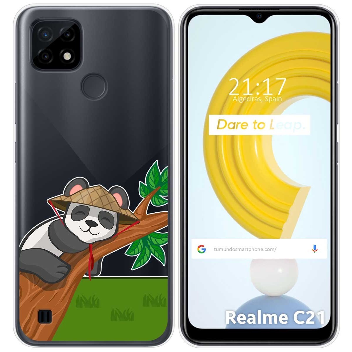 Funda Gel Transparente para Realme C21 diseño Panda Dibujos