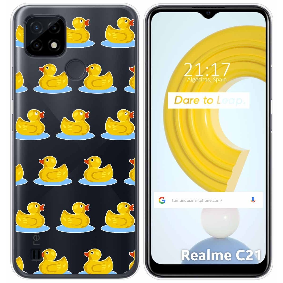 Funda Gel Transparente para Realme C21 diseño Pato Dibujos