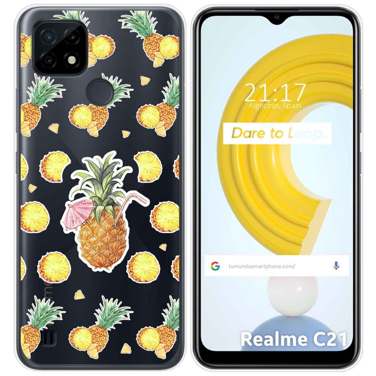 Funda Gel Transparente para Realme C21 diseño Piña Dibujos