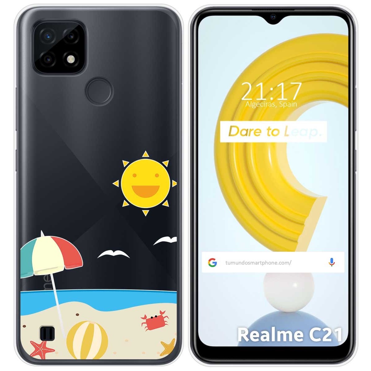Funda Gel Transparente para Realme C21 diseño Playa Dibujos