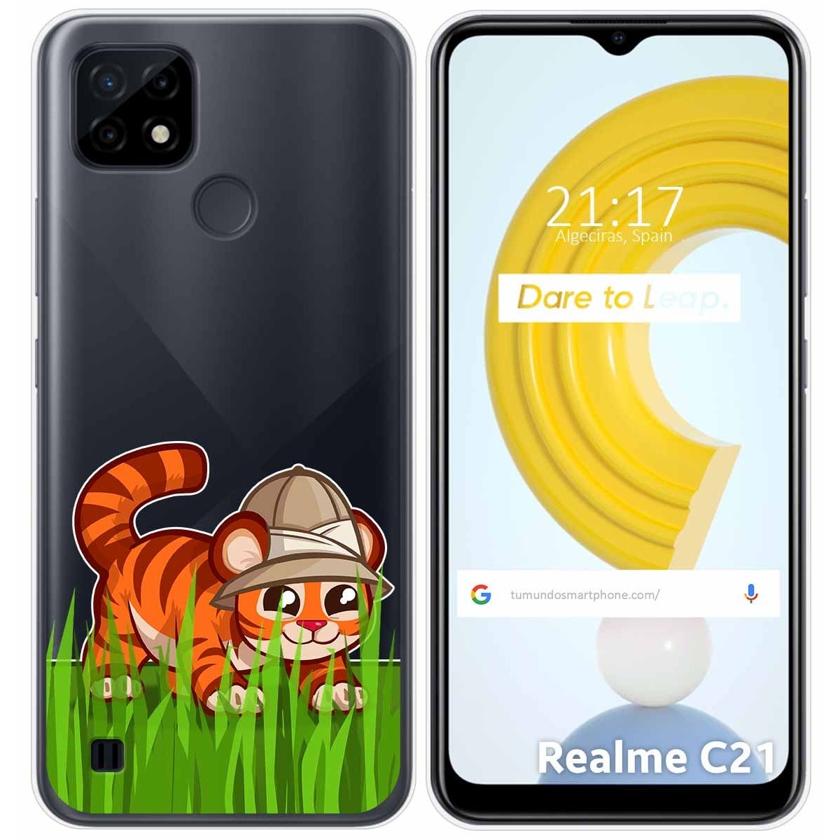 Funda Gel Transparente para Realme C21 diseño Tigre Dibujos