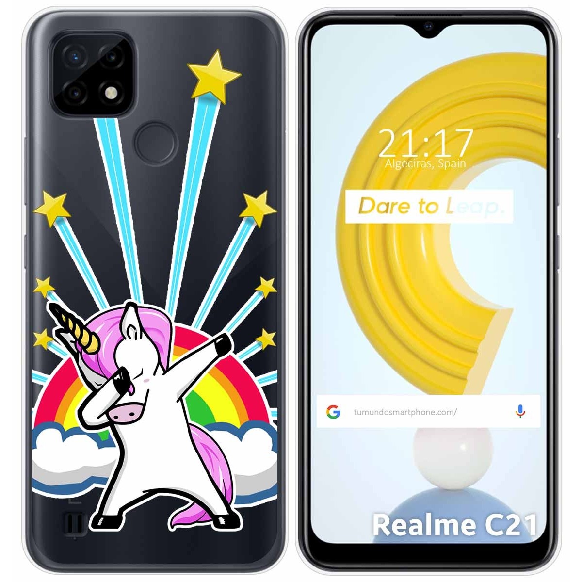 Funda Gel Transparente para Realme C21 diseño Unicornio Dibujos