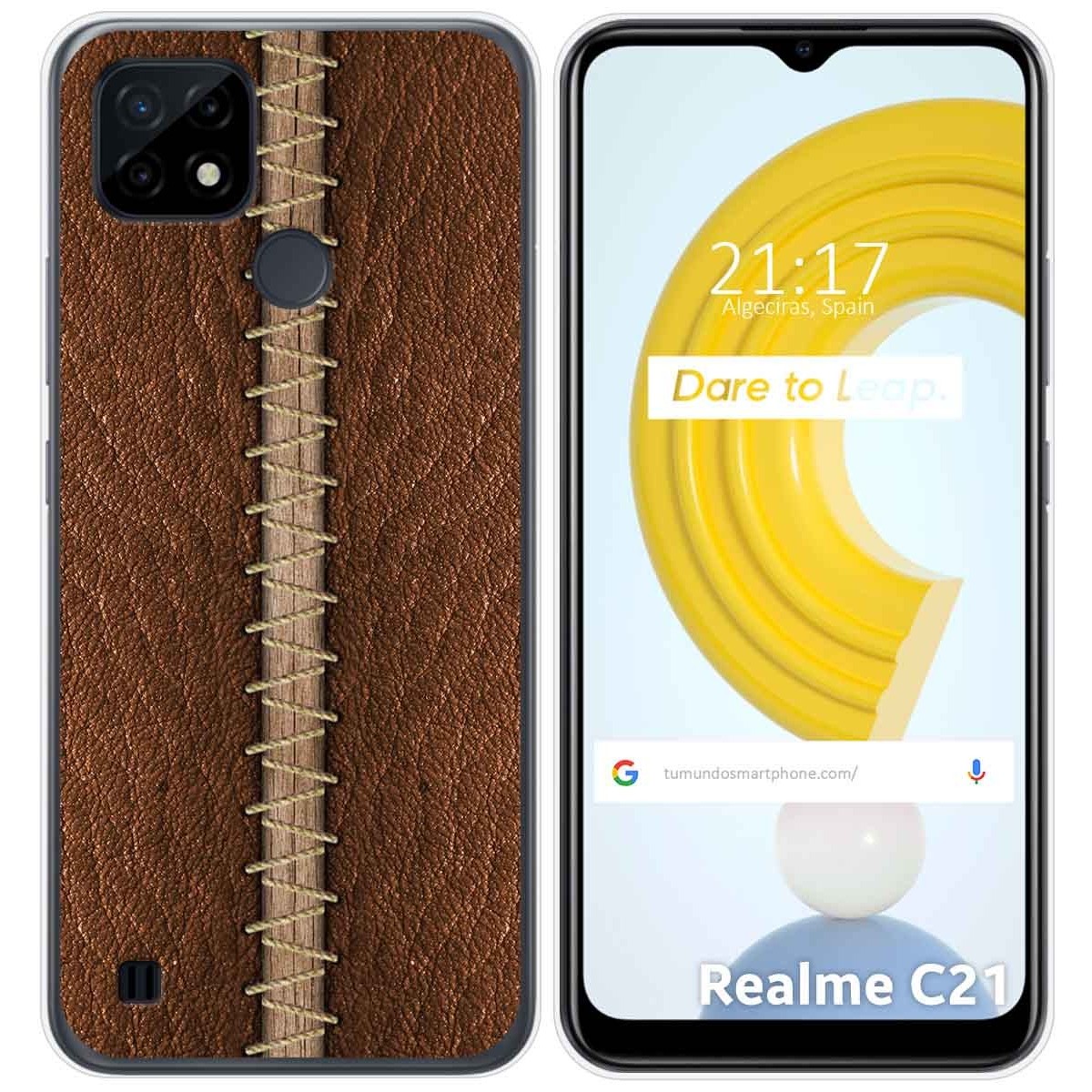 Funda Gel Tpu para Realme C21 diseño Cuero 01 Dibujos