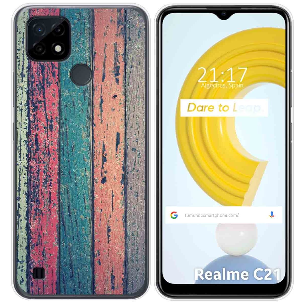 Funda Gel Tpu para Realme C21 diseño Madera 10 Dibujos
