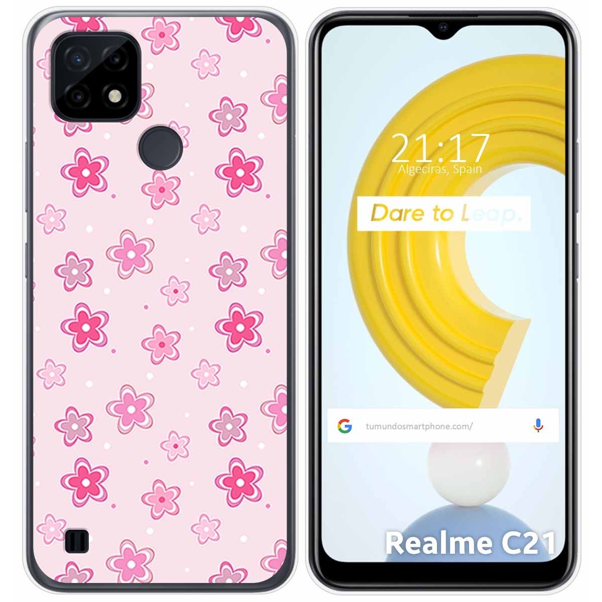 Funda Gel Tpu para Realme C21 diseño Flores Dibujos