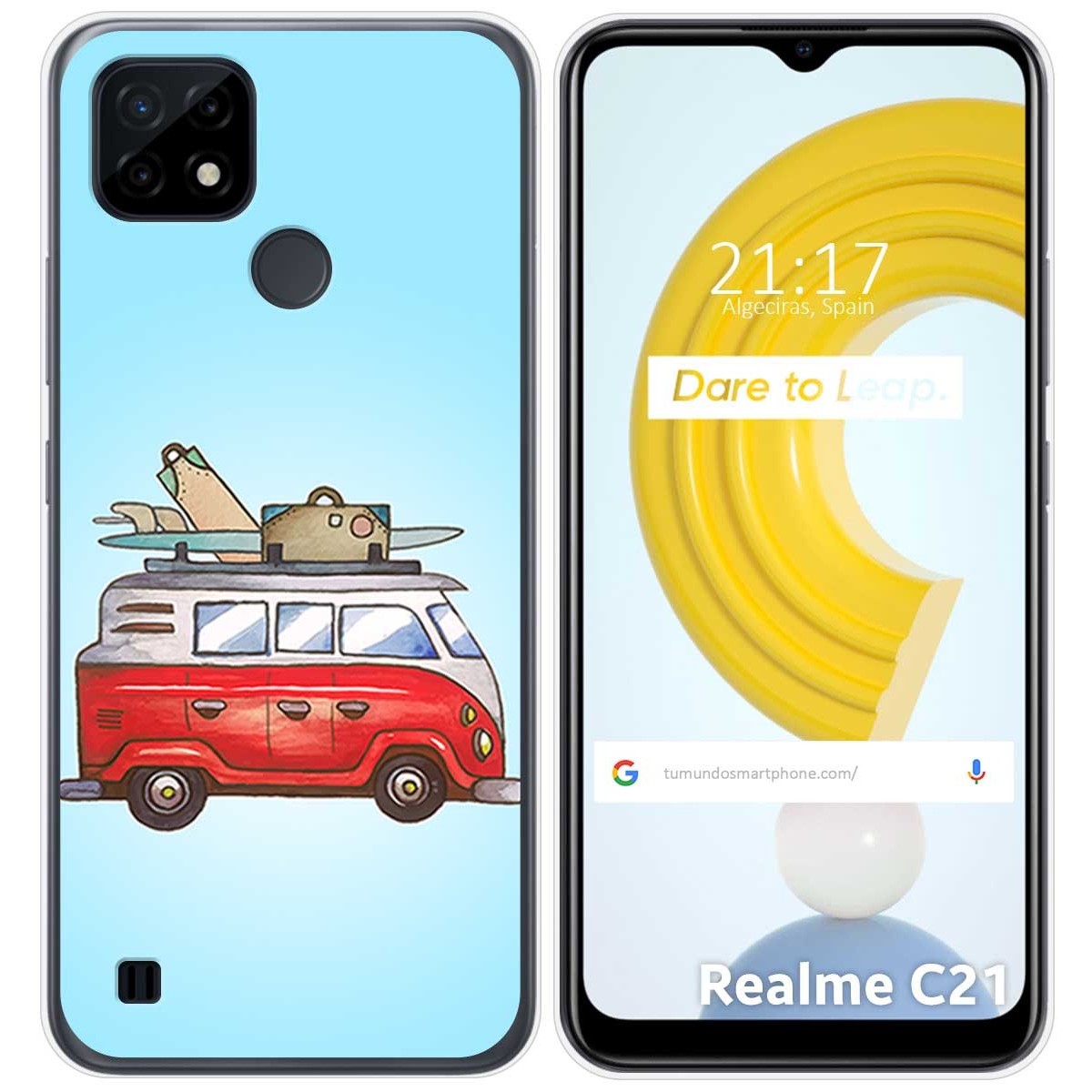 Funda Gel Tpu para Realme C21 diseño Furgoneta Dibujos