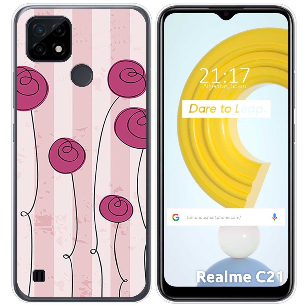 Funda Gel Tpu para Realme C21 diseño Flores Vintage Dibujos