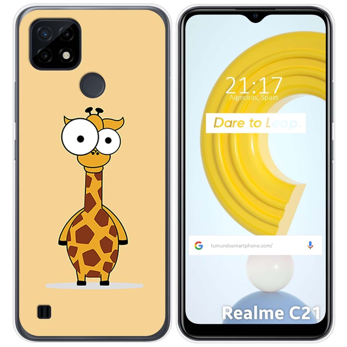 Funda Gel Tpu para Realme C21 diseño Jirafa Dibujos