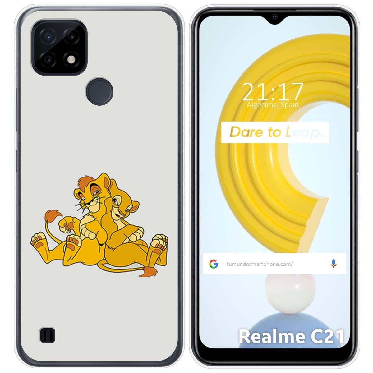 Funda Gel Tpu para Realme C21 diseño Leones Dibujos