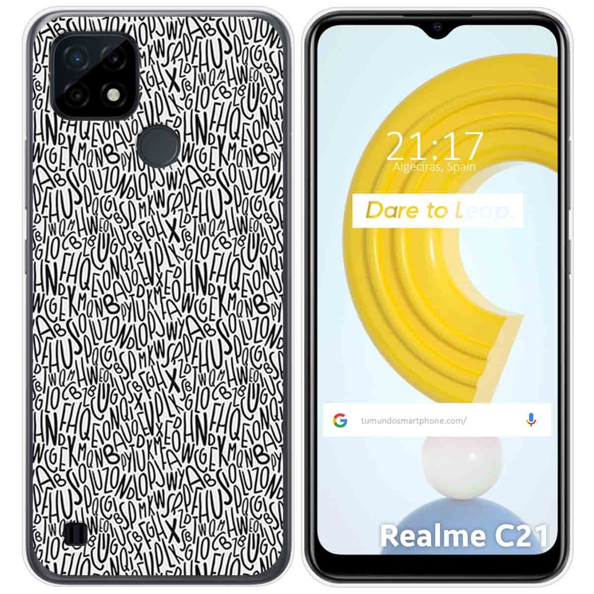 Funda Gel Tpu para Realme C21 diseño Letras Dibujos