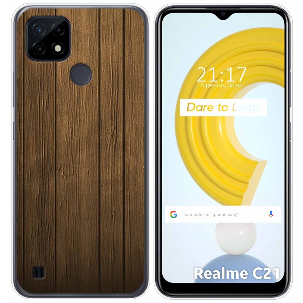 Funda Gel Tpu para Realme C21 diseño Madera Dibujos
