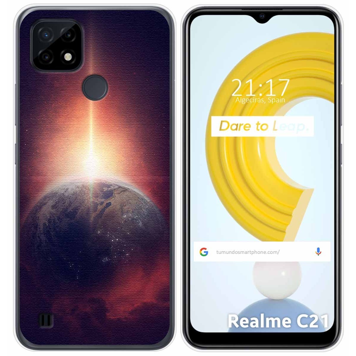 Funda Gel Tpu para Realme C21 diseño Tierra Dibujos