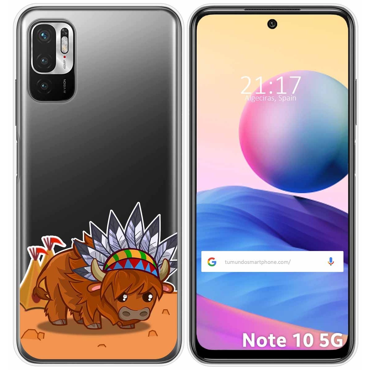 Funda Gel Transparente para Xiaomi Redmi Note 10 5G / POCO M3 PRO 5G diseño Bufalo Dibujos