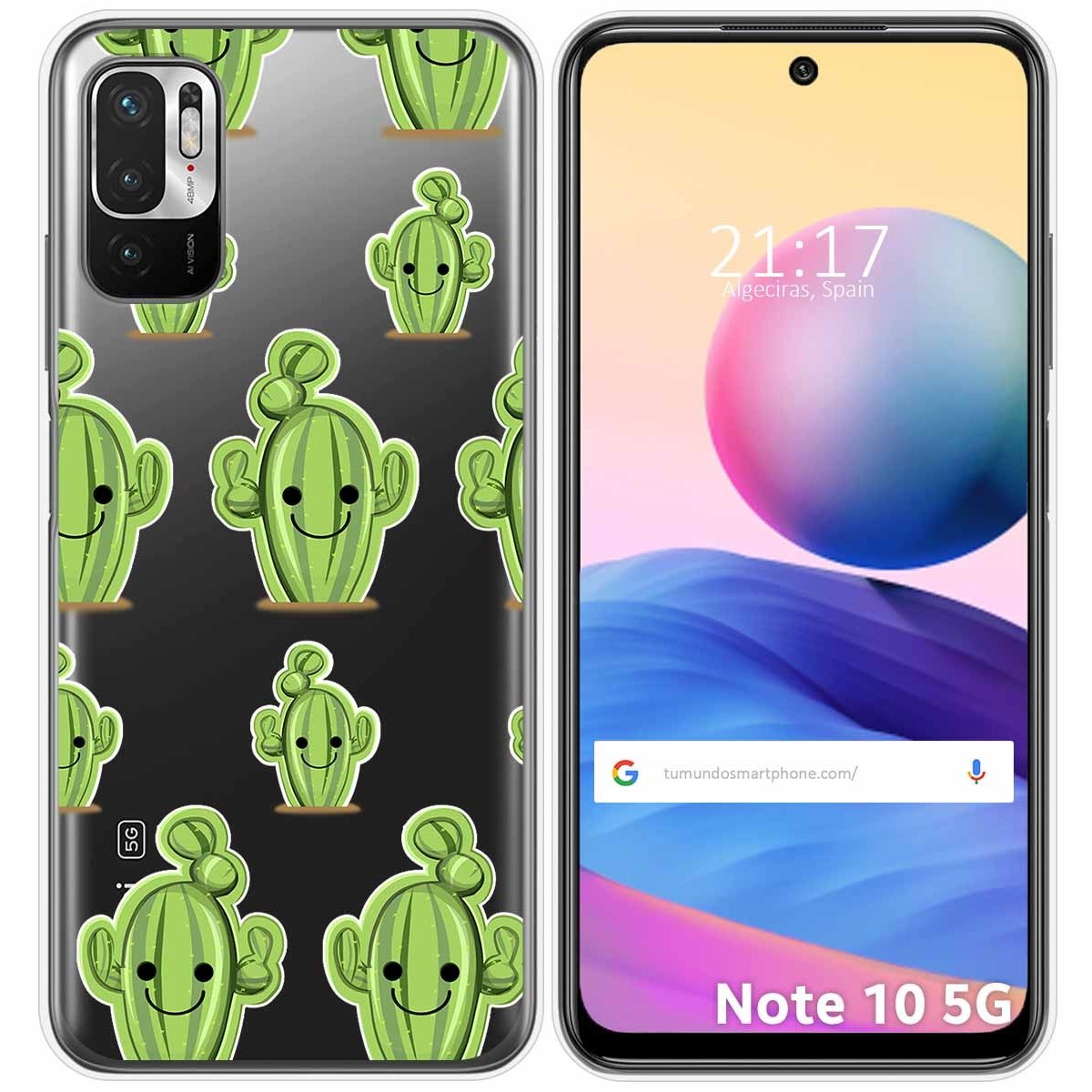 Funda Gel Transparente para Xiaomi Redmi Note 10 5G / POCO M3 PRO 5G diseño Cactus Dibujos